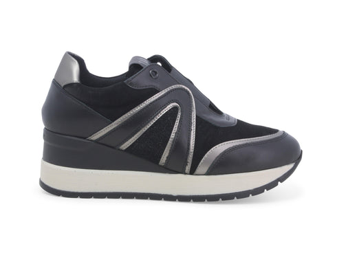 Melluso Scarpe Slip On con Zeppa Tomaia Pelle Camoscio Nero R25551-228006